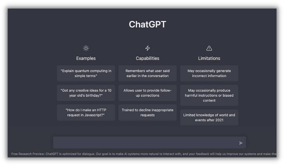 chatgpt homepage with sample prompts