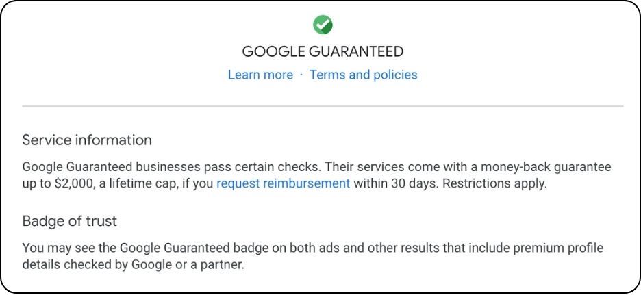 the google guarantee process is one difference between google local services ads and microsoft professional ads