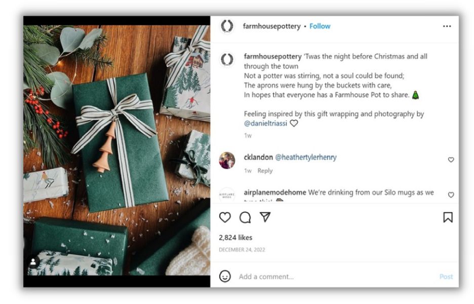 Holiday marketing trends - example of a promotional holiday post