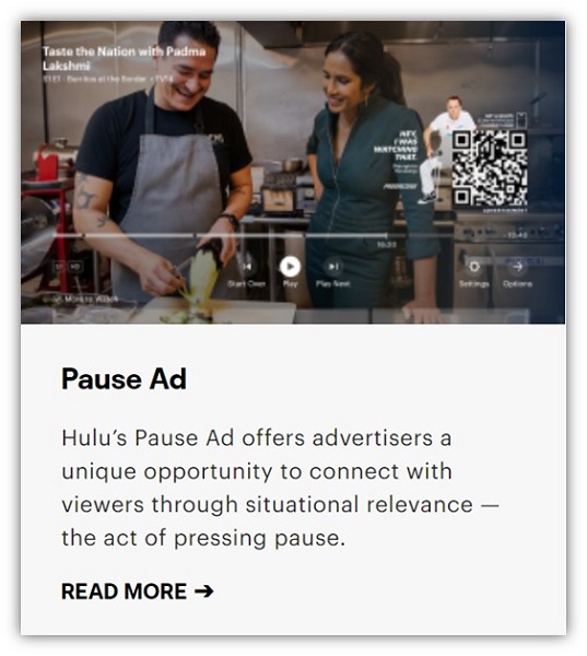hulu advertising - pause ad example