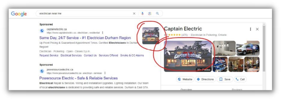 google ads location assets enhancements - example via google search